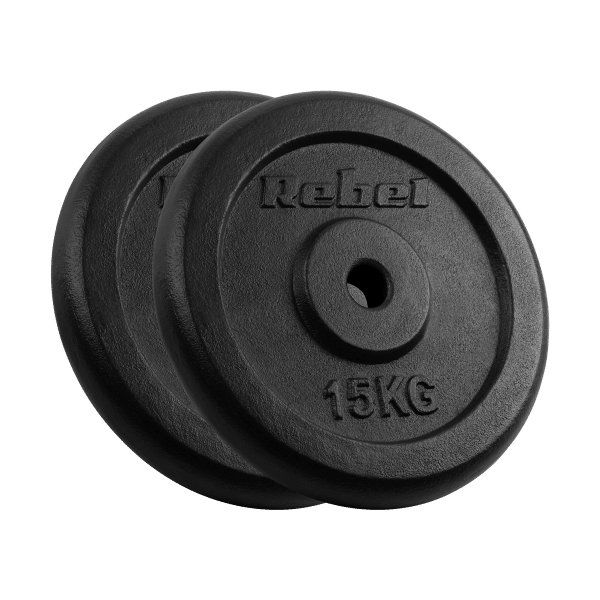 Obciążenie żeliwne zestaw 2x15kg, otwór 31mm, talerz klasyczny, REBEL ACTIVE