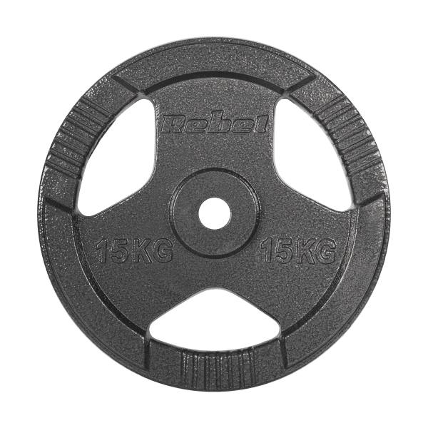 Obciążenie żeliwne zestaw 2x15kg, otwór 31mm, talerz z uchwytami, REBEL ACTIVE