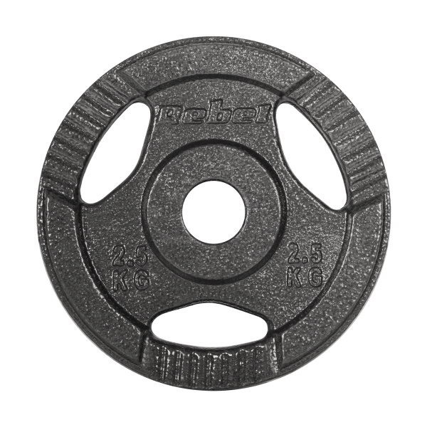 Obciążenie żeliwne zestaw 4x2.5kg, otwór 31mm, talerz z uchwytami, REBEL ACTIVE