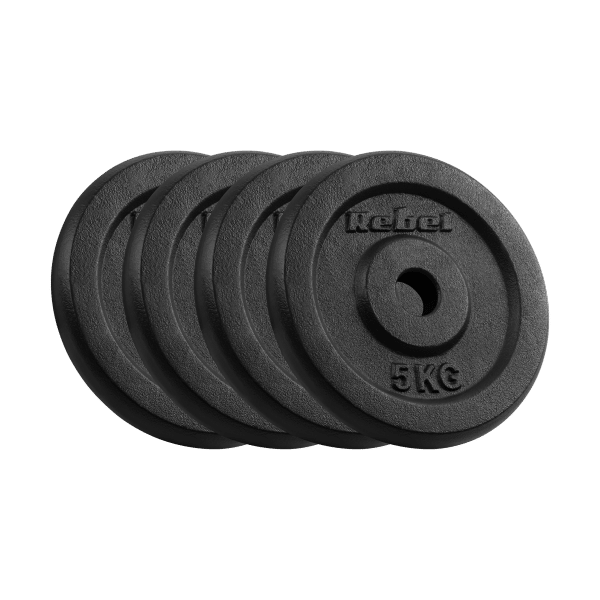 Obciążenie żeliwne zestaw 4x5kg, otwór 31mm, talerz klasyczny, REBEL ACTIVE