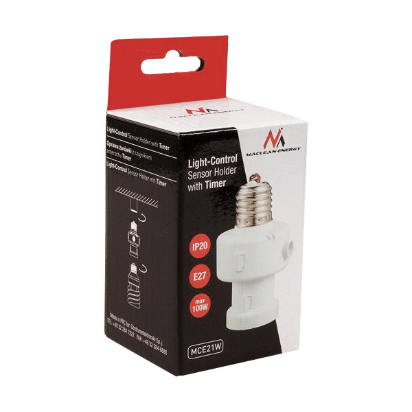 Oprawa żarówki z czujnikiem zmierzchu timer MCE21W