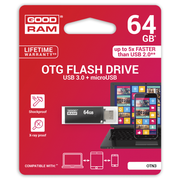 Pendrive Goodram USB 3.0 + microUSB 64GB OTG czarny
