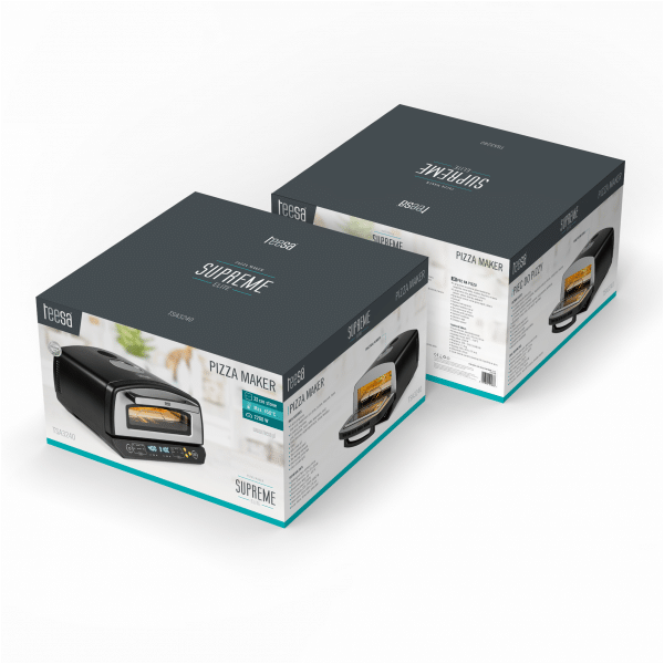 Piec do pizzy SUPREME ELITE 2200 W, 450 stopni, dwie grzałki, okno, LED, 33 cm, różne programy pieczenia