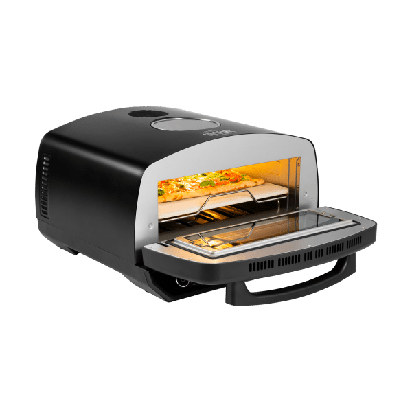 Piec do pizzy SUPREME ELITE 2200 W, 450 stopni, dwie grzałki, okno, LED, 33 cm, różne programy pieczenia