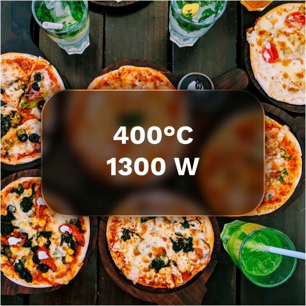 Piec do pizzy TEESA SUPREME, 1200 W, 32 cm , okienko , wyjmowany kamień