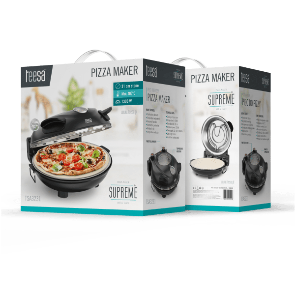 Piec do pizzy TEESA SUPREME, 1200 W, 32 cm , okienko , wyjmowany kamień