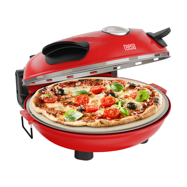 Piec do pizzy TEESA SUPREME + , 1200 W, 32 cm , okienko , wyjmowany kamień, sterowanie dwiema grzałkami