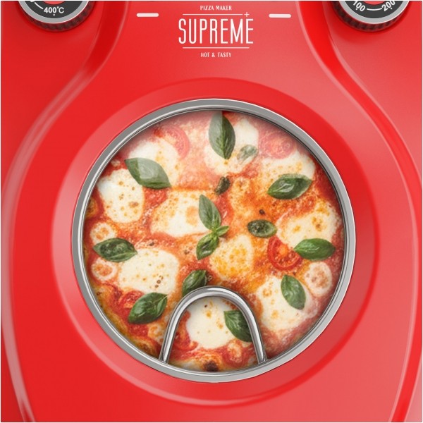 Piec do pizzy TEESA SUPREME + , 1200 W, 32 cm , okienko , wyjmowany kamień, sterowanie dwiema grzałkami