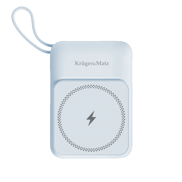 POWERBANK indukcyjny Kruger&Matz 10000 mAh Mag Safe z kablem niebieski