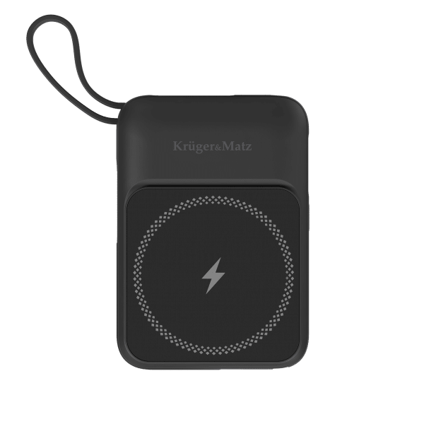 POWERBANK indukcyjny Kruger&Matz 10000 mAh magnetyczny z kablem czarny