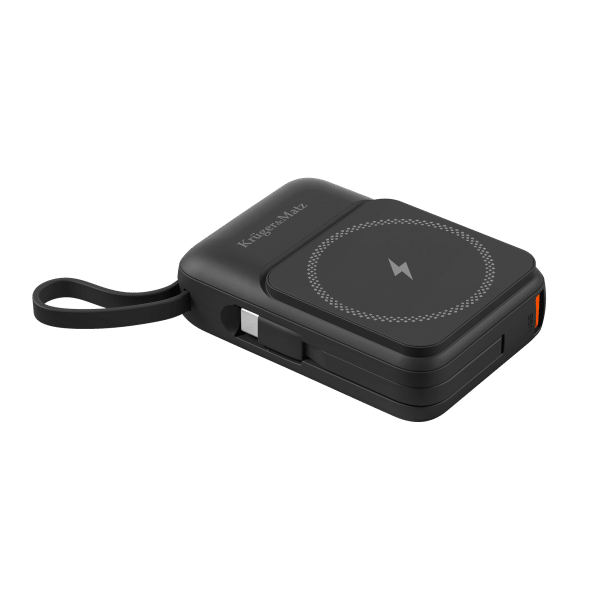 POWERBANK indukcyjny Kruger&Matz 10000 mAh magnetyczny z kablem czarny