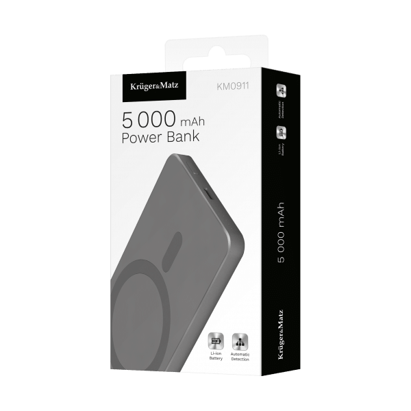 POWERBANK indukcyjny Kruger&Matz 5000 mAh magnetyczny szary