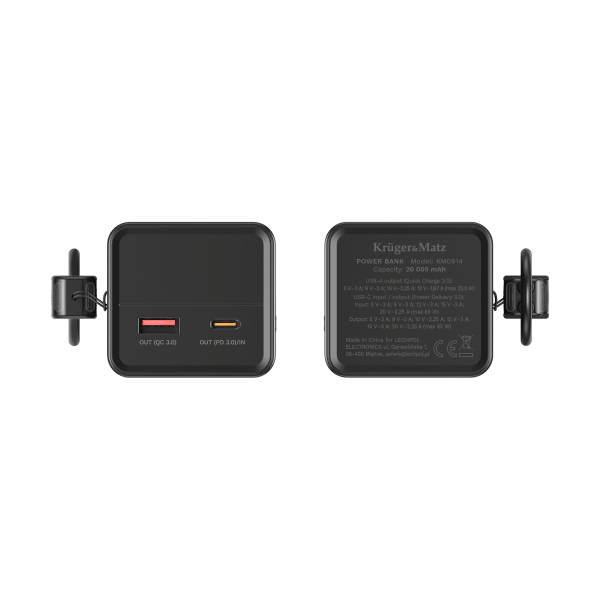 PowerBank Kruger&Matz 20000 mAh Li-ion 65W z funkcją QC oraz PD