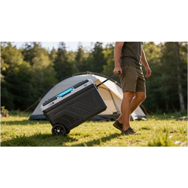 Profesjonalna lodówka turystyczna kompresorowa TEESA z funkcją mrożenia 40L DC12/24 AC 230V możliwość zasilania baterią, duże koła i solidna rączka, Bluetooth