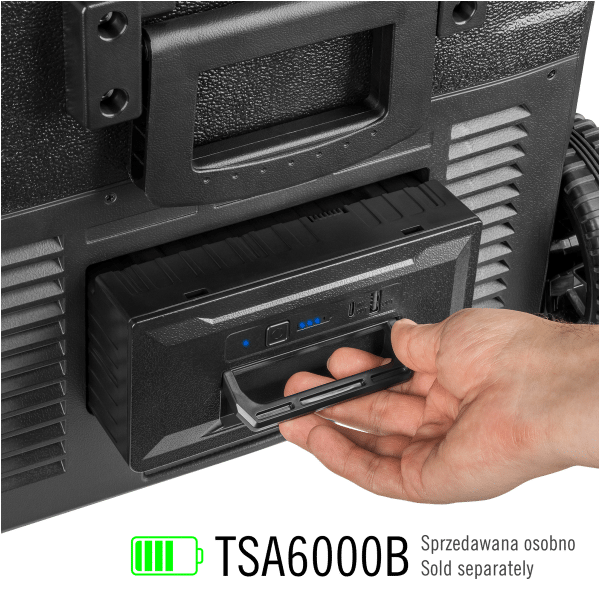 Profesjonalna lodówka turystyczna kompresorowa TEESA z funkcją mrożenia 40L DC12/24 AC 230V możliwość zasilania baterią, duże koła i solidna rączka, Bluetooth