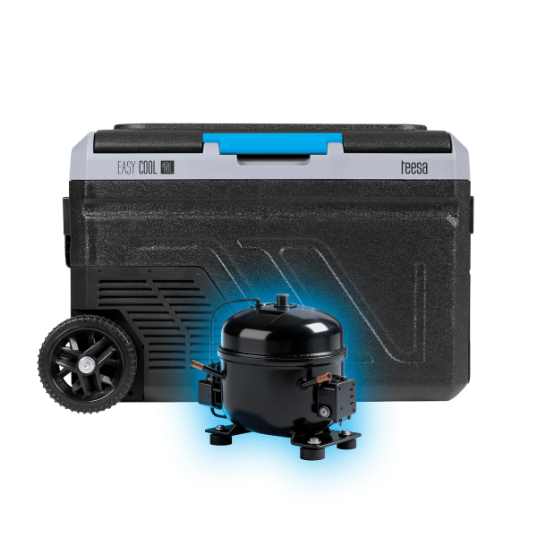 Profesjonalna lodówka turystyczna kompresorowa TEESA z funkcją mrożenia 40L DC12/24 AC 230V możliwość zasilania baterią , duże koła i solidna rączka , Bluetooth, dwie komory