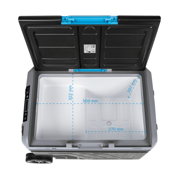 Profesjonalna lodówka turystyczna kompresorowa TEESA z funkcją mrożenia 50L DC12/24 AC 230V, duże koła i solidna rączka , Bluetooth, możliwość zasilania baterią