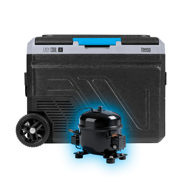 Profesjonalna lodówka turystyczna kompresorowa TEESA z funkcją mrożenia 50L DC12/24 AC 230V, duże koła i solidna rączka , Bluetooth, możliwość zasilania baterią