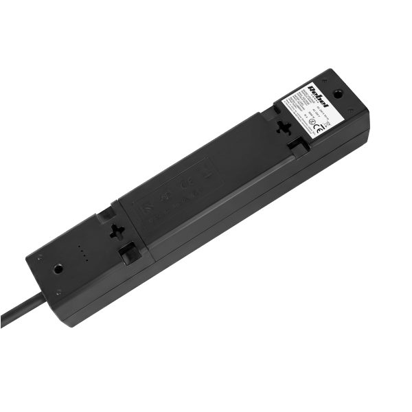 Przedłużacz 4 gniazda 1,5m typu francuskiego z przełącznikiem (3x1,0mm) Rebel czarny