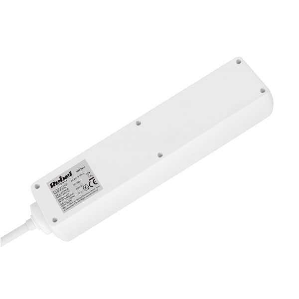 Przedłużacz 4 gniazda 1,5m typu niemieckiego z przełącznikiem (3x1,0mm) Rebel biały