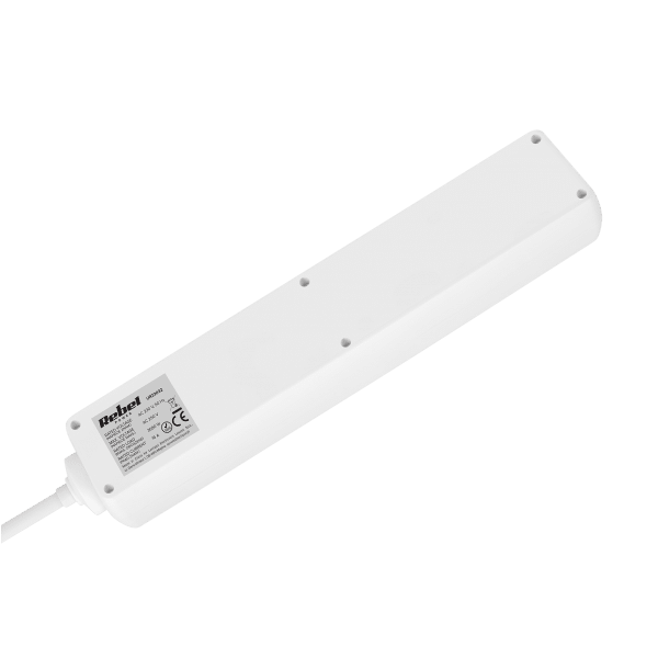 Przedłużacz 5 gniazd 1,5m typu niemieckiego z przełącznikiem (3x1,0mm) Rebel biały