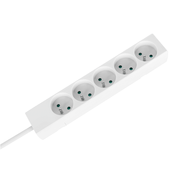 Przedłużacz 5 gniazd 2m typu francuskiego bez przełącznika (3x1,5mm) Rebel biały