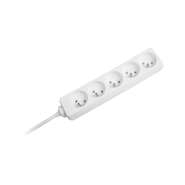 Przedłużacz 5 gniazd 3m typu francuskiego bez przełącznika (3x1,5mm) Rebel biały