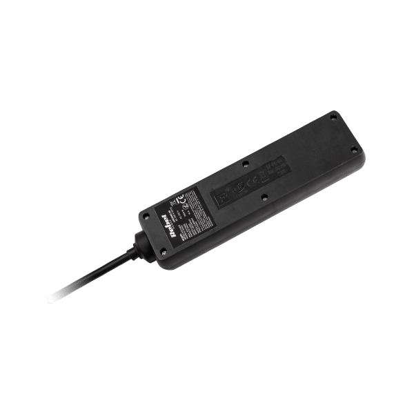 Przedłużacz sieciowy Rebel czarny 4 gniazda bez przełącznika, kabel 5m (3x1,5mm)