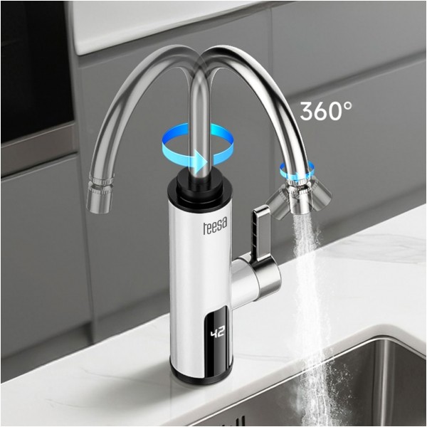 Przepływowy podgrzewacz wody - bateria kuchenna biała