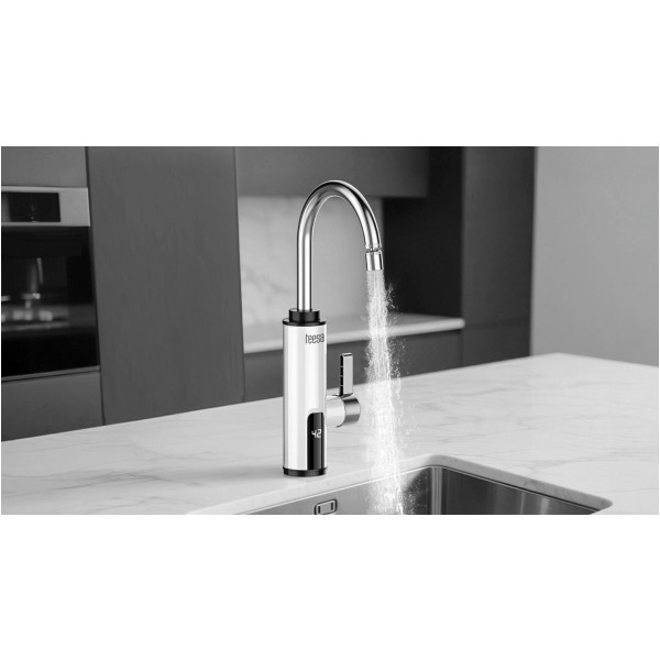 Przepływowy podgrzewacz wody - bateria kuchenna biała