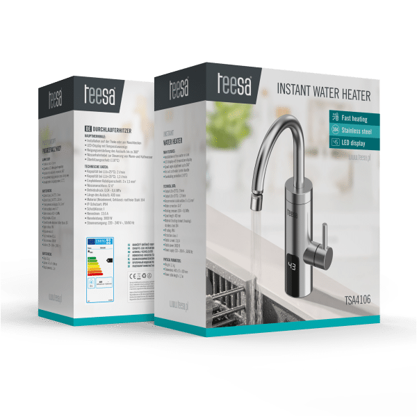 Przepływowy podgrzewacz wody - bateria kuchenna metalowa