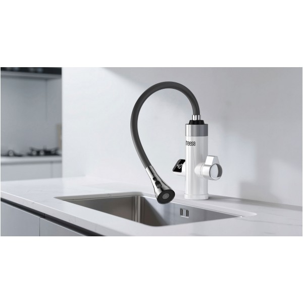 Przepływowy podgrzewacz wody bateria kuchenna z elastyczną wylewką