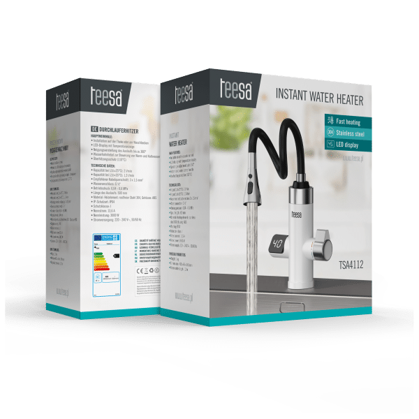 Przepływowy podgrzewacz wody bateria kuchenna z elastyczną wylewką