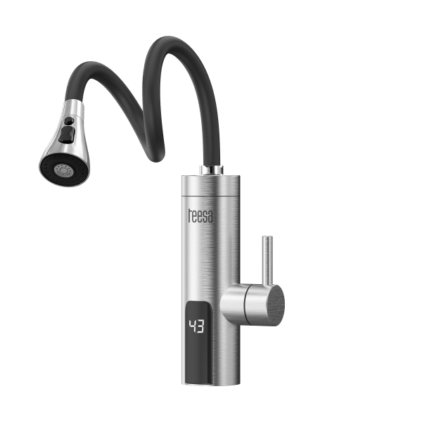 Przepływowy podgrzewacz wody - bateria metalowa kuchenna z elastyczną wylewką