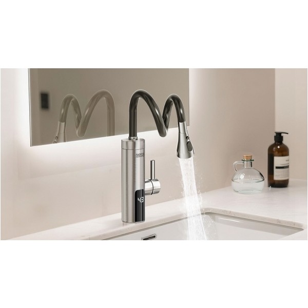 Przepływowy podgrzewacz wody - bateria metalowa kuchenna z elastyczną wylewką