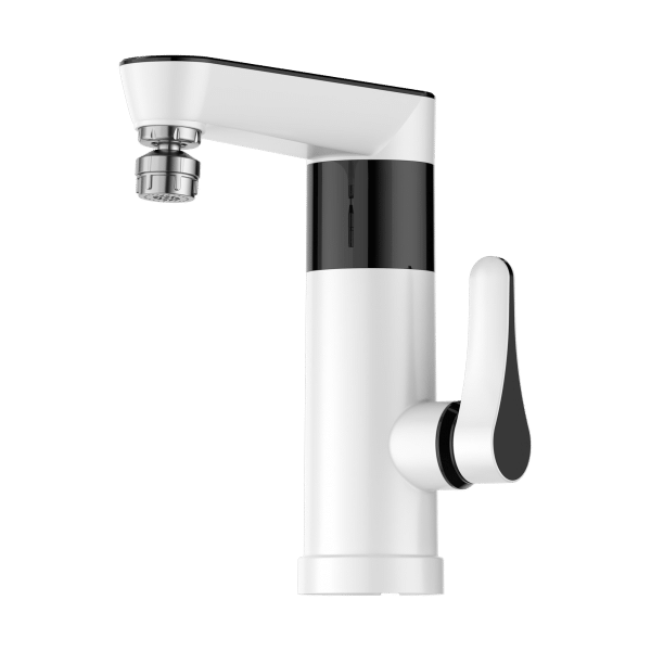 Przepływowy podgrzewacz wody - bateria stojąca biała