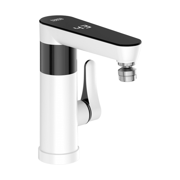 Przepływowy podgrzewacz wody - bateria stojąca biała