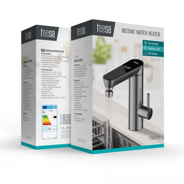 Przepływowy podgrzewacz wody - bateria stojąca metalowa