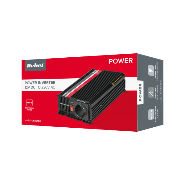 Przetwornica REBEL 12V/230V 1000W (gn. typu F:niemieckie)