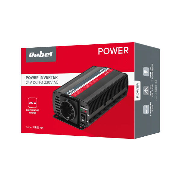 Przetwornica REBEL 24V/230V 300W (gn. typu F:niemieckie)