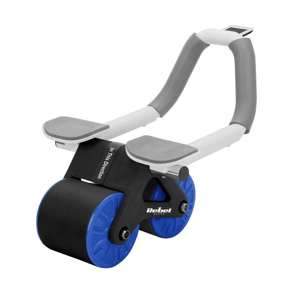 Przyrząd do ćwiczenia mięśni brzucha z timerem, AB roller Wheel AB-3 , kolor czarno-niebieski , REBEL ACTIVE