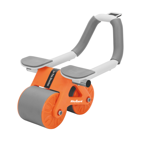 Przyrząd do ćwiczenia mięśni brzucha z timerem, AB roller Wheel AB-3 , kolor szaro-pomarańczowy , REBEL ACTIVE
