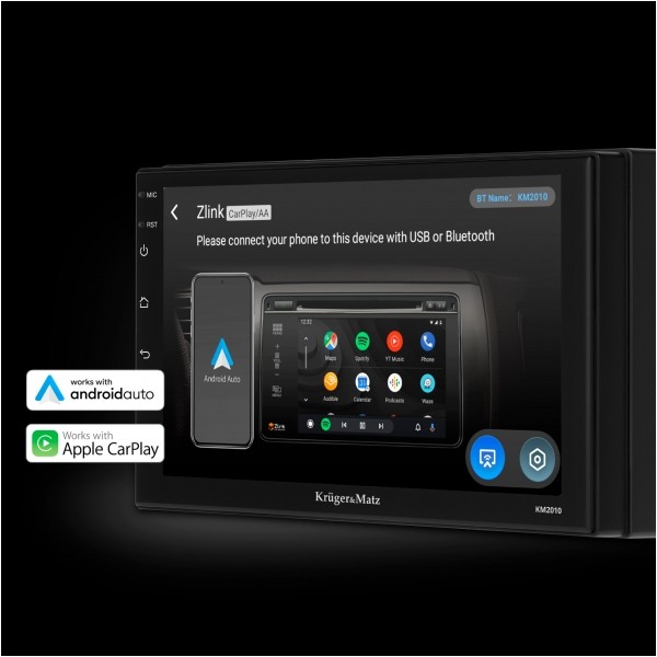 Radio Samochodowe Kruger&Matz KM2010 CarPlay/AndroidAuto