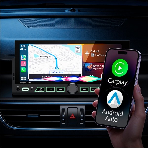 Radio samochodowe Kruger&Matz KM2017 CarPlay/AndroidAuto
