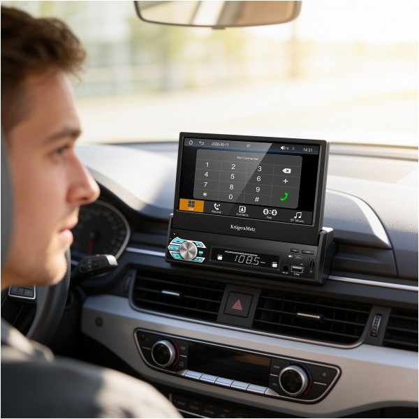 Radio samochodowe Kruger&Matz KM2018 z wysuwanym ekranem 7" CarPlay/AndroidAuto