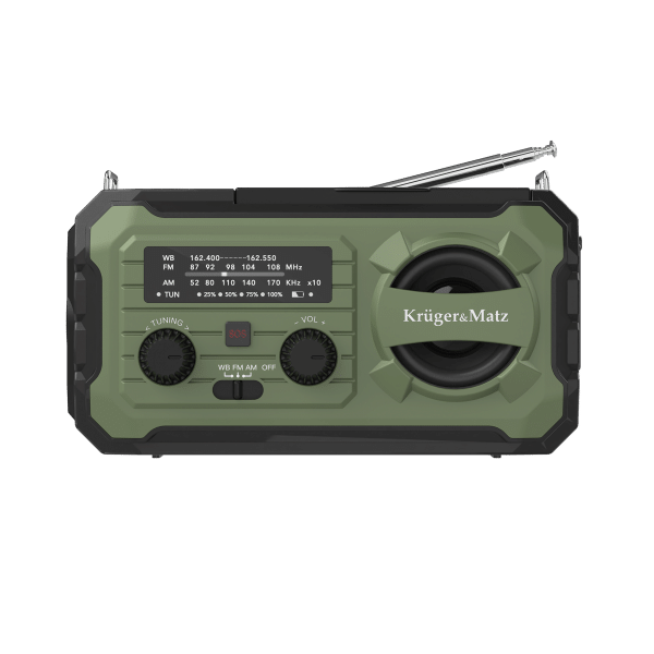 Radio solarne, przenośne radio awaryjne SOS, powerbank 10000mAh, latarka, dynamo, Kruger&Matz