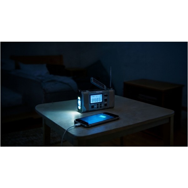 Radio solarne, przenośne radio awaryjne SOS, powerbank 10000mAh, latarka, dynamo, Kruger&Matz