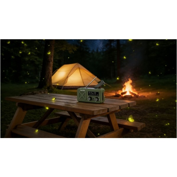 Radio solarne, przenośne radio awaryjne SOS, powerbank 2000mAh, latarka, dynamo, Kruger&Matz