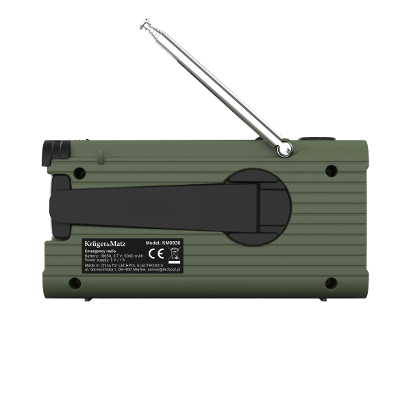 Radio solarne, przenośne radio awaryjne SOS, powerbank 5000mAh, latarka, dynamo, Kruger&Matz