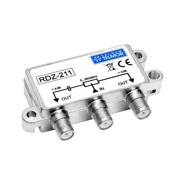 RDZ-211 Dwukrotny zewnętrzny rozgałęźnik RF 5-862 MHz 4,0 dB F Poziom Outdoor TELKOM TELMOR